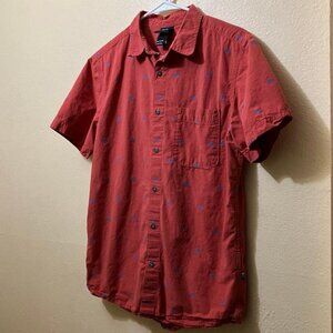 The North Face Mens Red Igloo Patterned Short Sleeve Button Up Shirt Size Medium